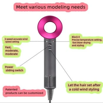 100,000 RPM high-speed hairdryer with four nozzle attachments 100,000 RPM high-speed hairdryer with four nozzle attachments